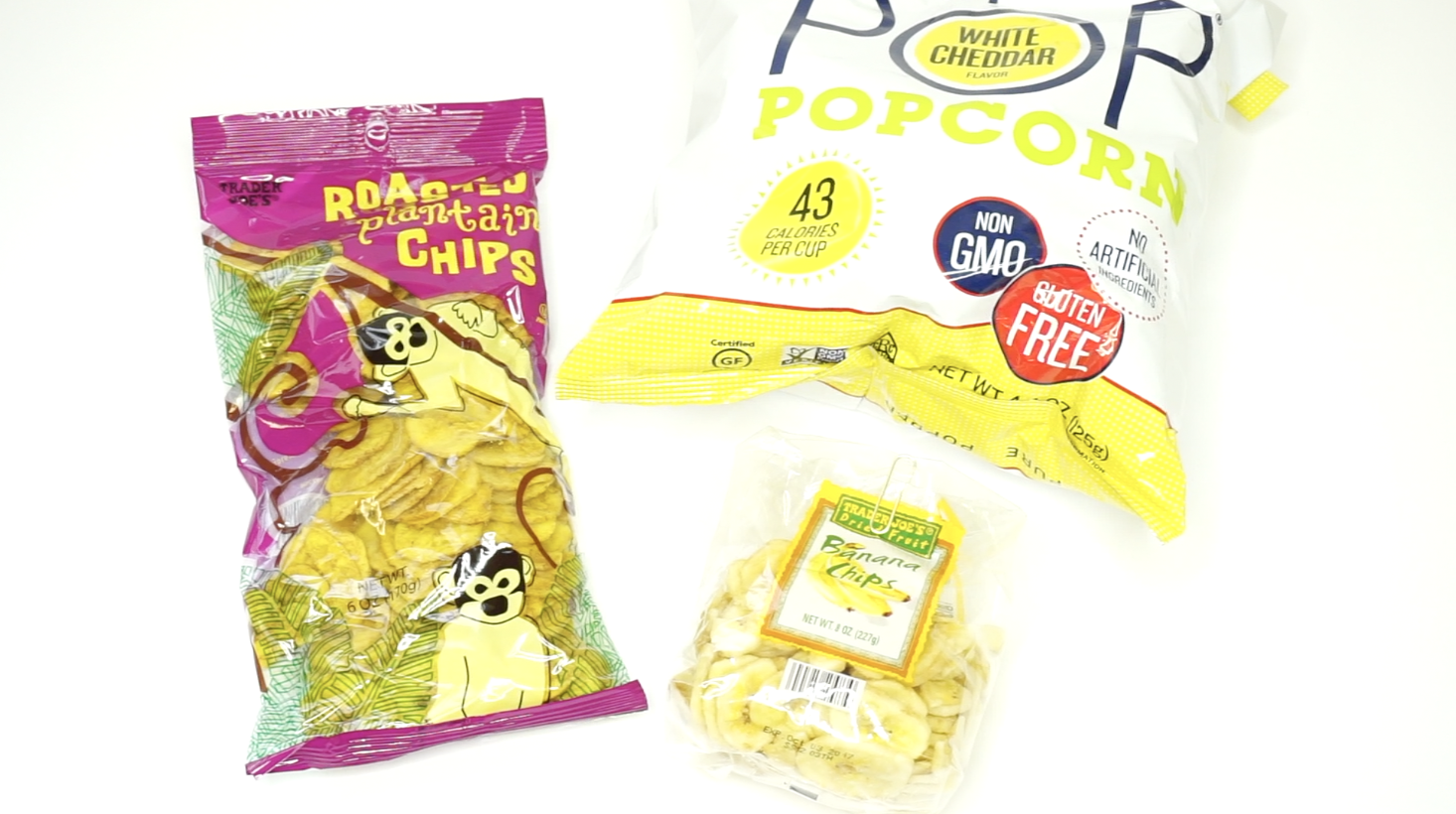 Plantain Chips, Banana Chips, Popcorn